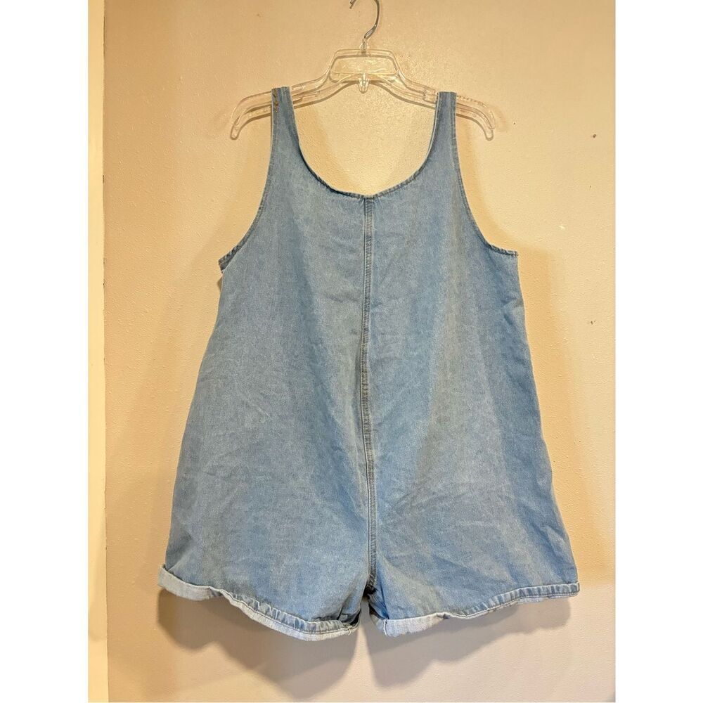 💙 SHEIN Denim Romper XL Tie Back Sleeveless Chambray Shorts Jumpsuit